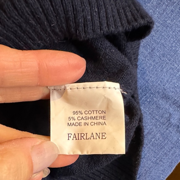 Fairlane Men's Black and Gray 1/4 Zip Cashmere Blend Sweater - Picture 3 of 4